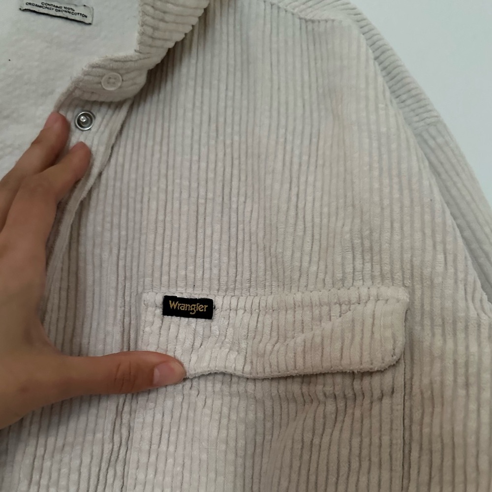 Vintage ivory cream corduroy button down jacket Wrangler over shirt medium - Picture 4 of 5